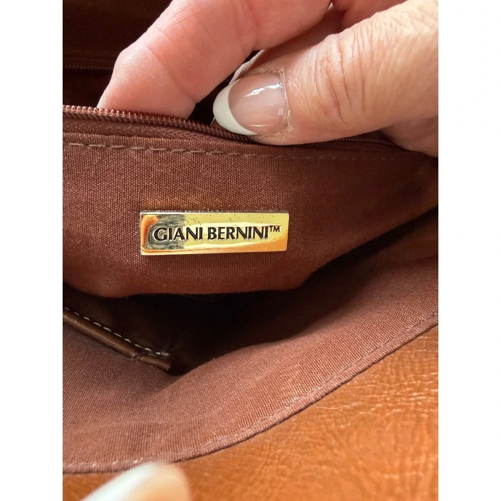 Gianni Bernini Brown Leather Multi-Compartment Shoulder Handbag Business Work